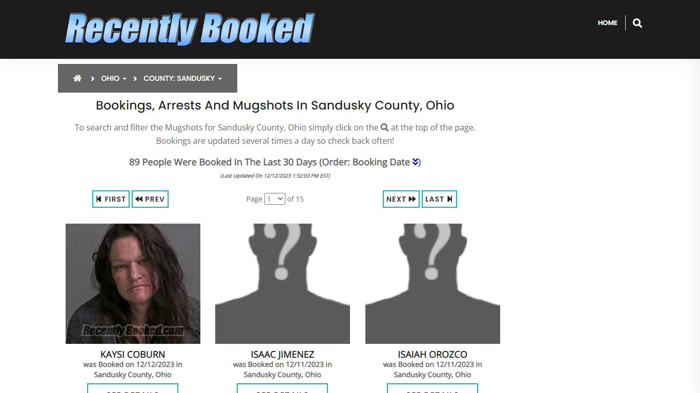 Recent bookings, Arrests, Mugshots in Sandusky County, Ohio